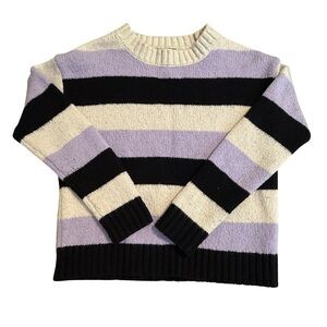 Kids Striped Sweater in Black and Lavender
